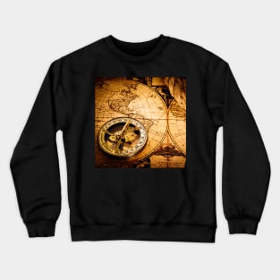 Vintage Beautiful Abstract Old Compass and Rope on Vintage Map 1752 Crewneck Sweatshirt